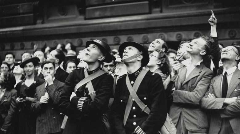 crowd looking up