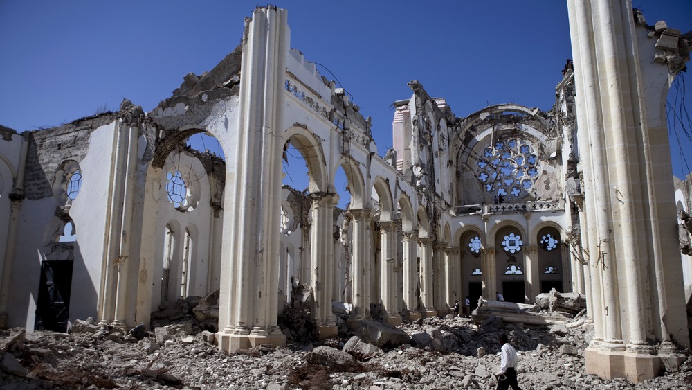 The remains of the National Cathedral January, 2011 in Port-au-Prince, Haiti.