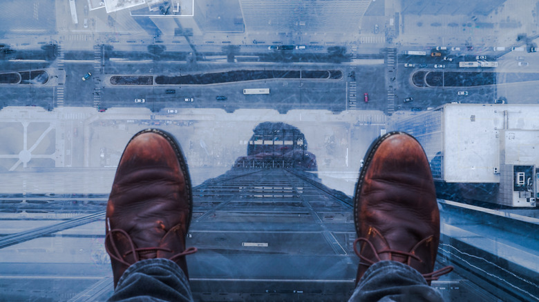 View from glass bottom skyscraper