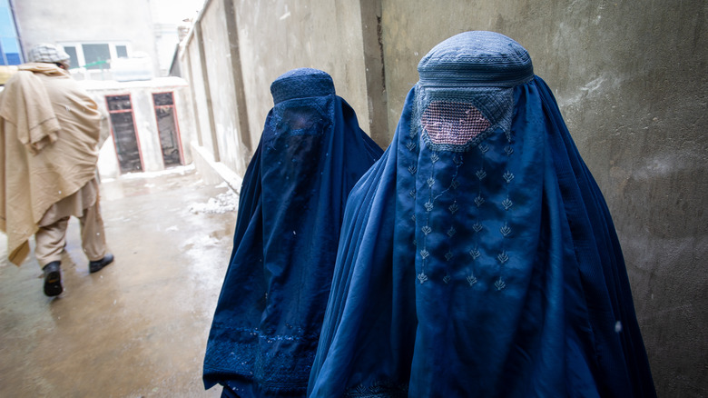 Two women burqas Afghanistan 