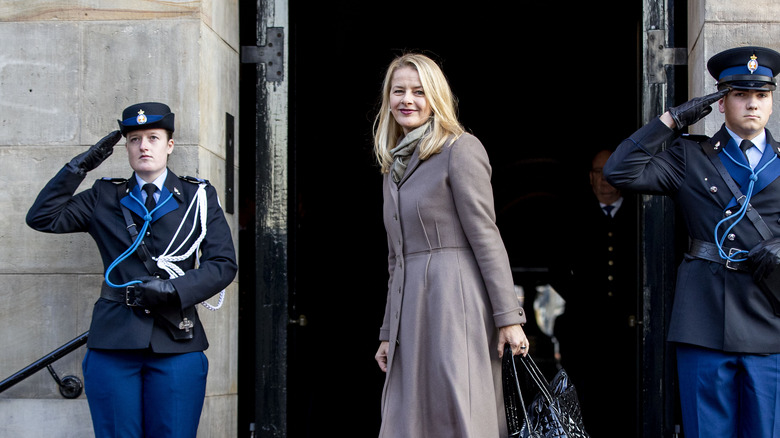 Princess Mabel of The Netherlands greets photographers