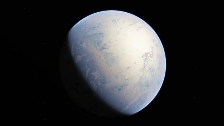 Snowball Earth floating in space