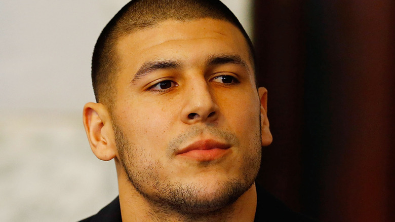 Aaron Hernandez staring to side