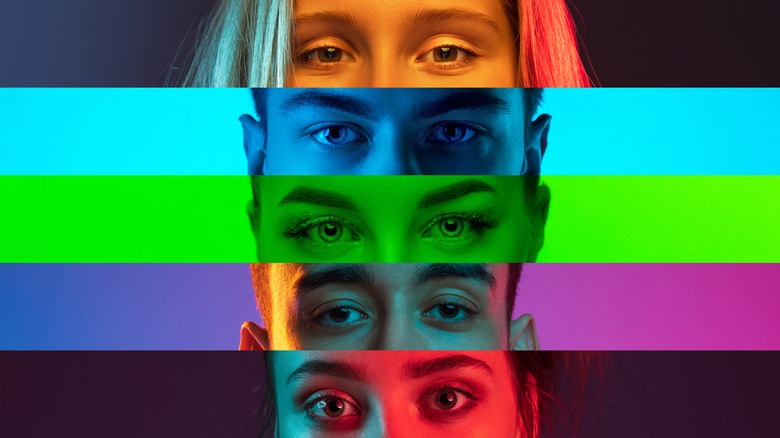 different faces colorful background