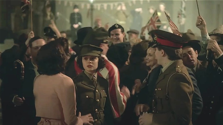 The Crown Elizabeth and Margaret out on VE Day
