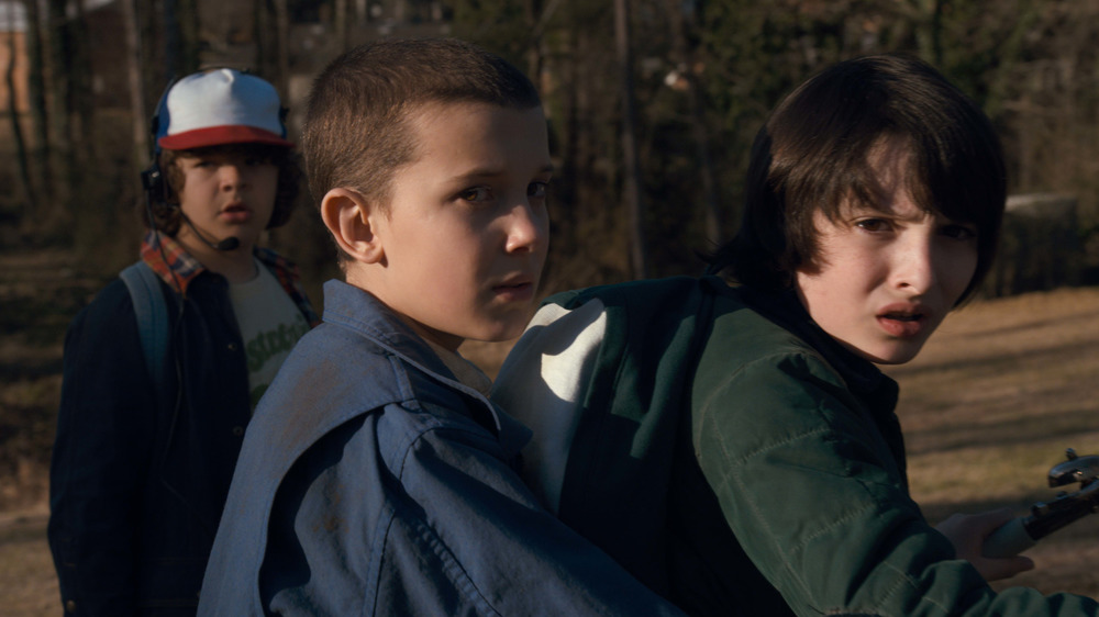 Eleven and Mike on bikes.