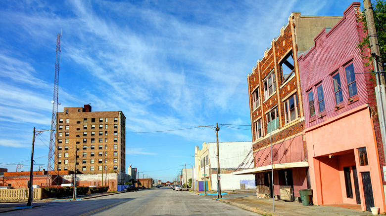 Empty street in Port Arthur, Texas