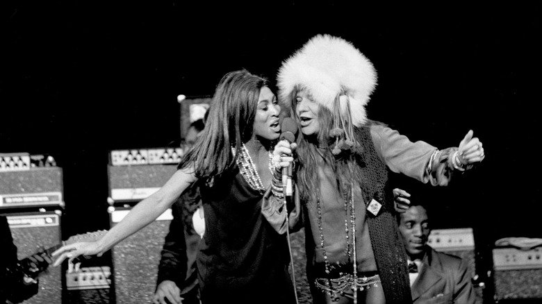 Janis Joplin singing with Tina Turner on stage