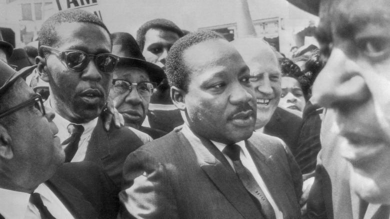 Martin Luther King Jr at March 1968 sanitation strike march in Memphis, Tennessee