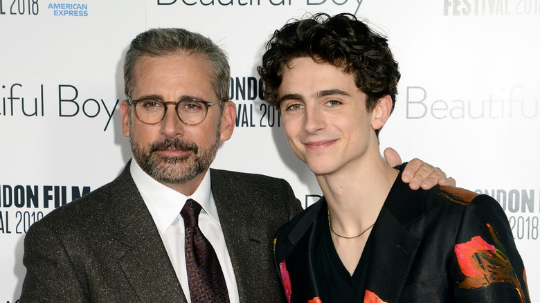 Steve Carell and Timothee Chalamet at Beautiful Boy event