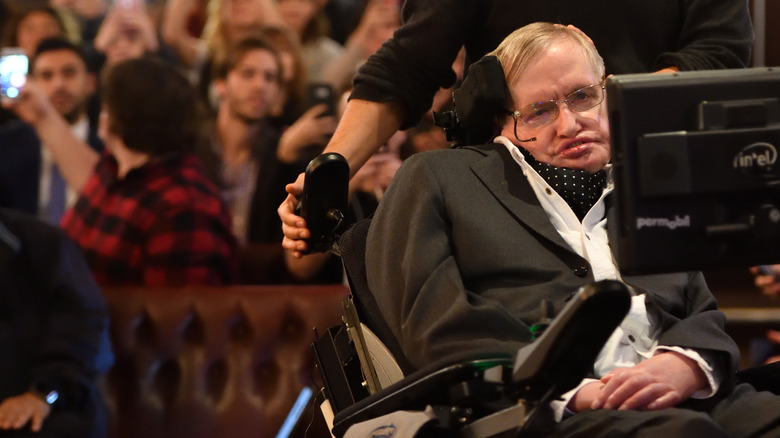Stephen Hawking appearing at Cambridge