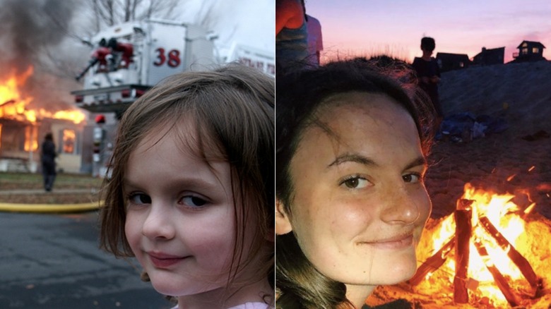 Disaster girl as toddler and teen