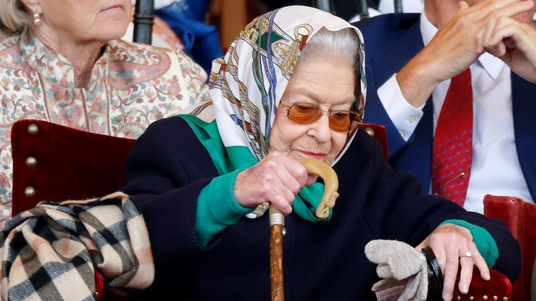 Queen Elizabeth with a cane