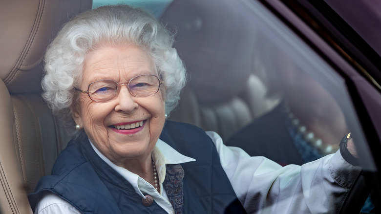 Queen Elizabeth in her range rover