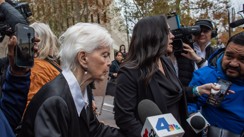 menendez brothers' aunt and supporter Joan VanderMolen talking to reporters outside