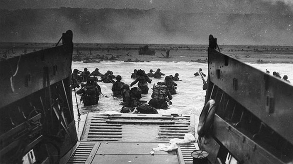 American troops disembarking on D-Day