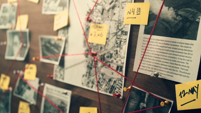 Murder board with red string