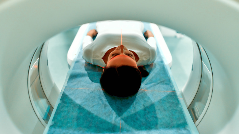 Patient undergoing brain scan
