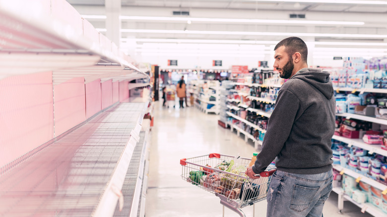 Facing empty supermarket shelves