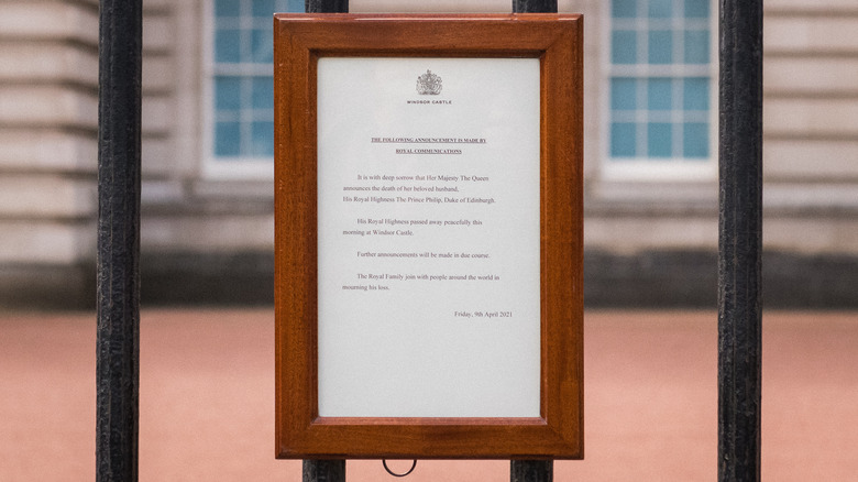 Notice of Prince Philip's death