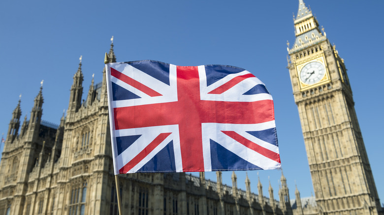 British flag, Palace of Westminster