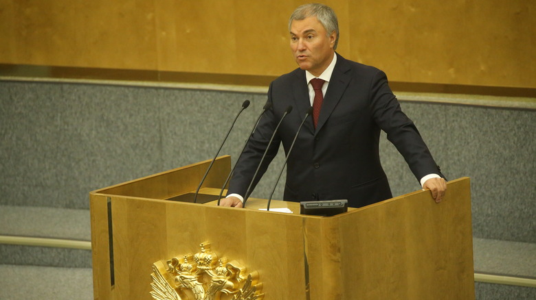 Vyacheslav Volodin in the stand