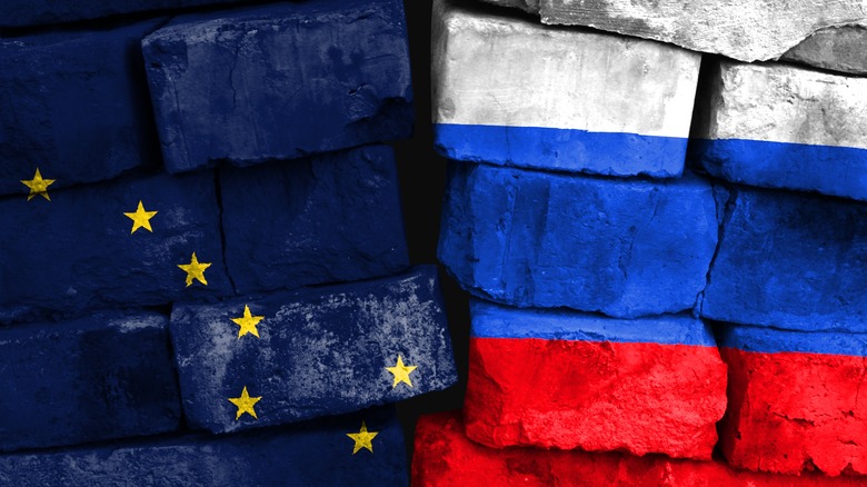 Flags of Alaska and Russian Federation