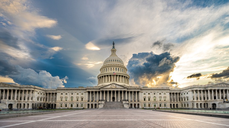 Capitol Hill cloudy blue sky over dome