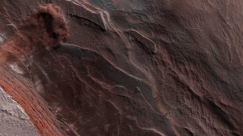 The north pole of Mars with red colors