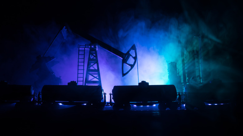 oil rig at night