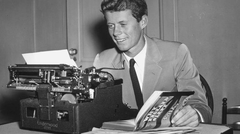 JFK works at typewriter