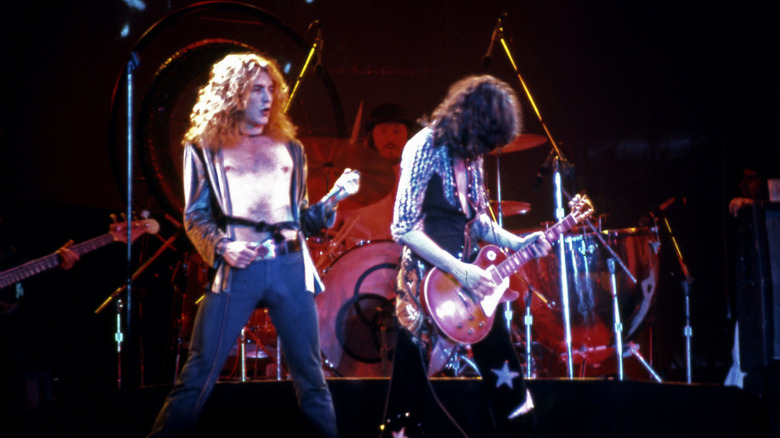 Led Zeppelin playing live concert