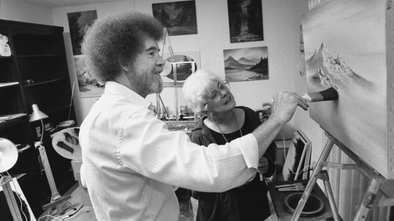 Annette Kowalski watches Bob Ross paint