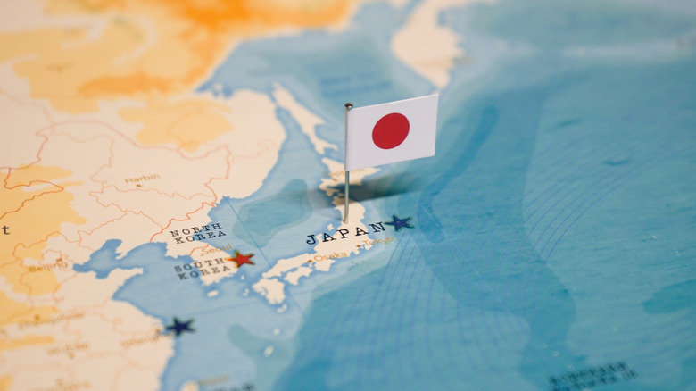 Japan map with flag pin
