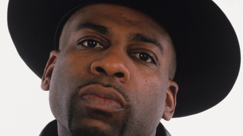A close-up shot of Jam Master Jay staring into the camera