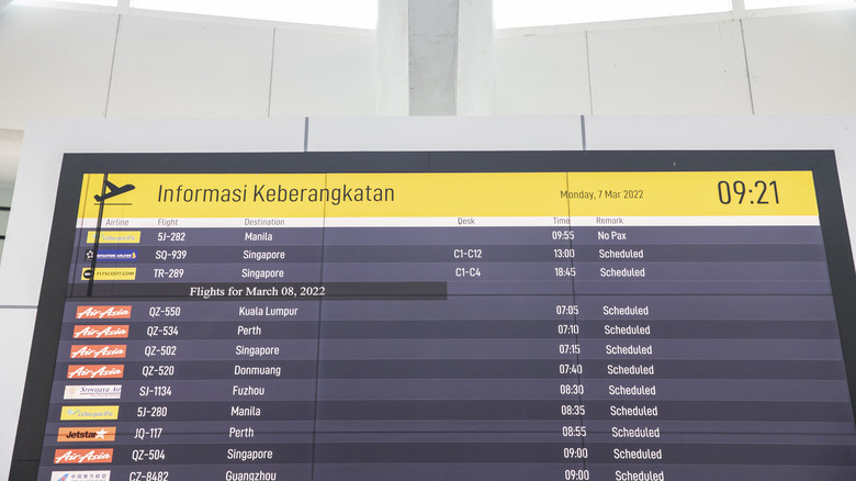 flight information on a screen