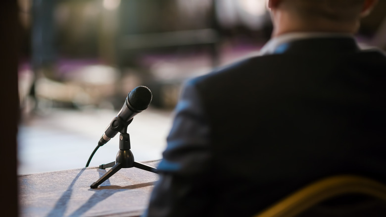 man testifying in court