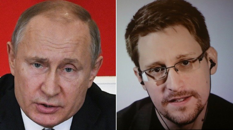 Vladimir Putin and Edward Snowden