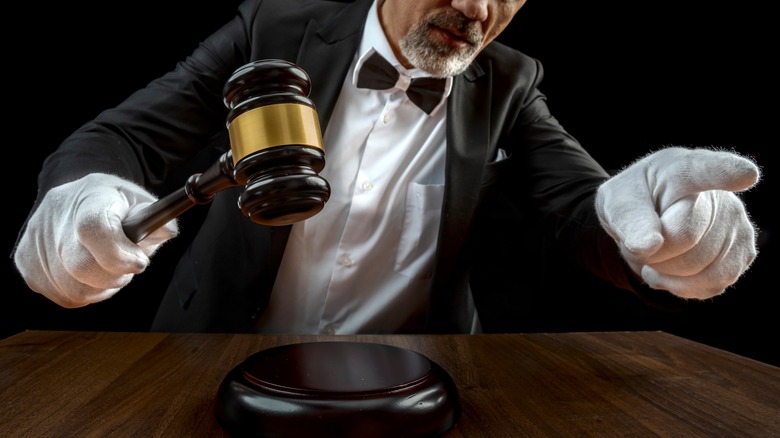 Auctioneer with gavel