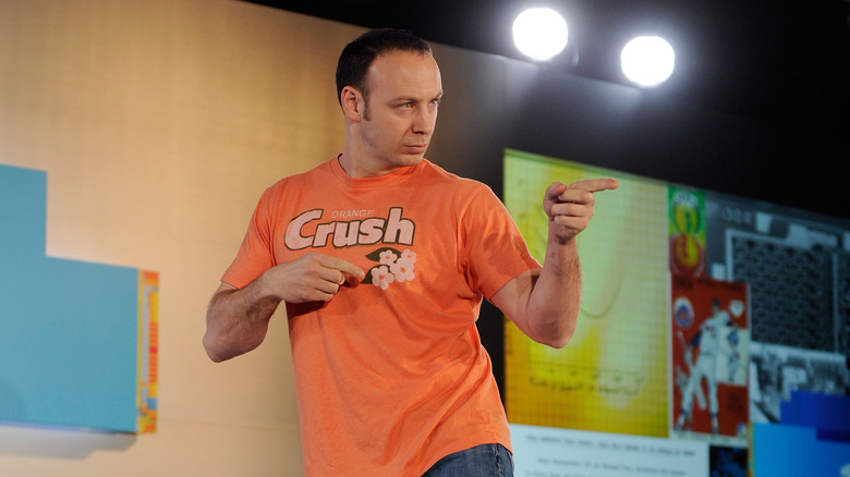 Orange t shirt cheap guy dance