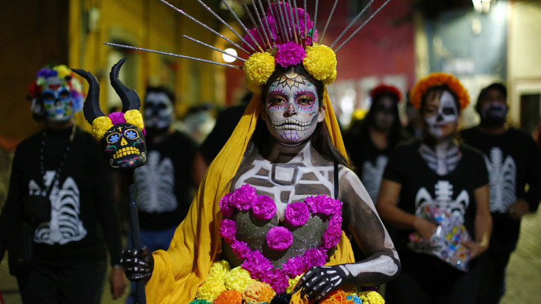 Woman walking in parade