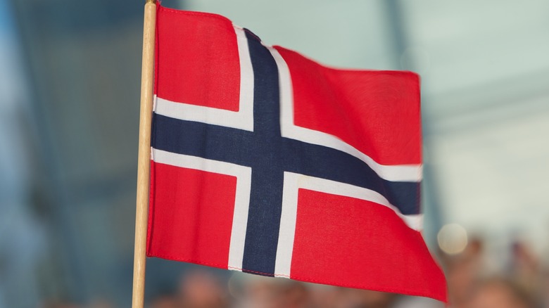 Norwegian flag waving