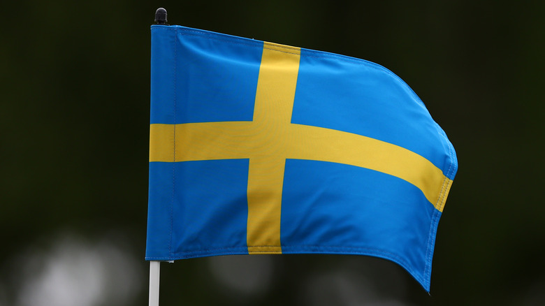 Swedish flag waving