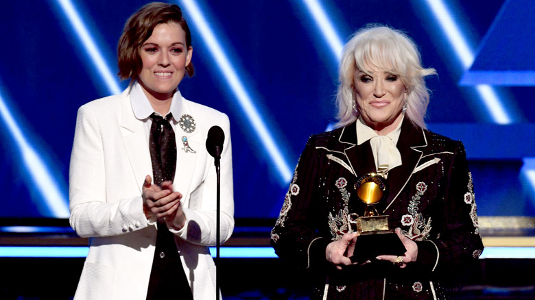 Brandi Carlisle and Tanya Tucker with Grammy, 2020