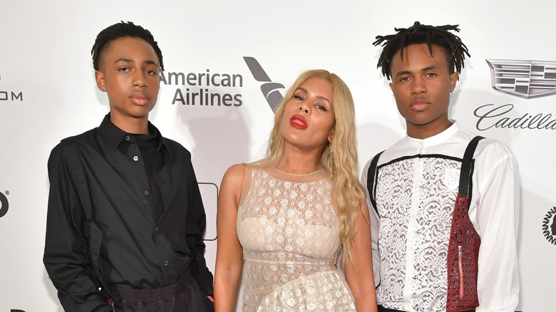 Mandla and Kailand Morris with mother