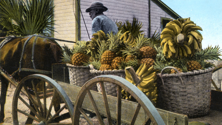 a cart of bananas