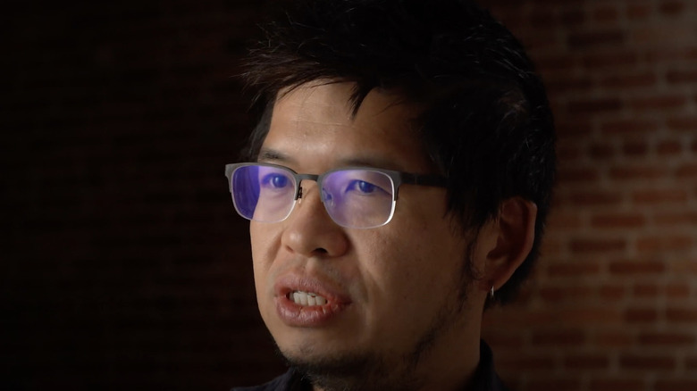 Steve Chen interviewed in front of brick wall