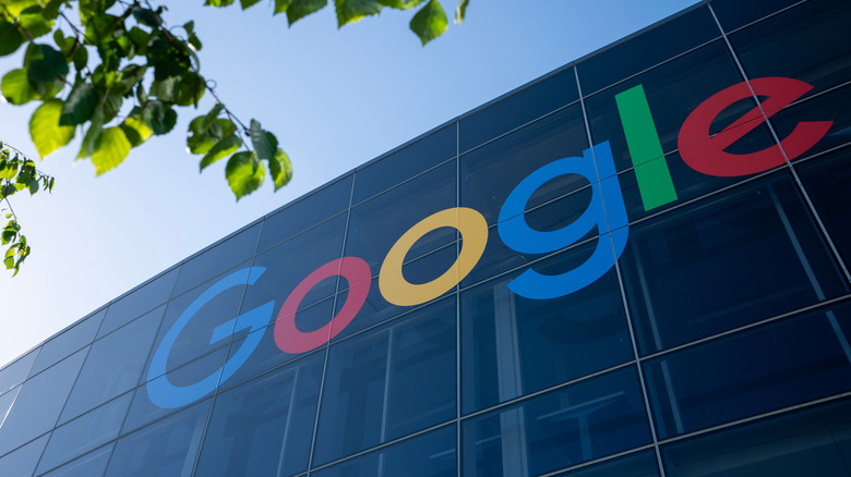 Google letters on mirrored building