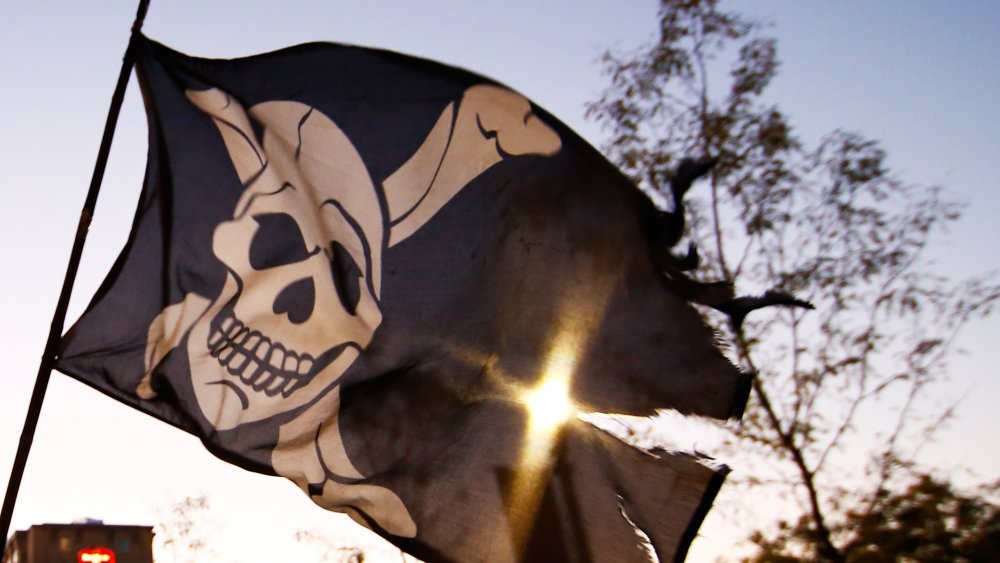pirate flag, possibly sports related