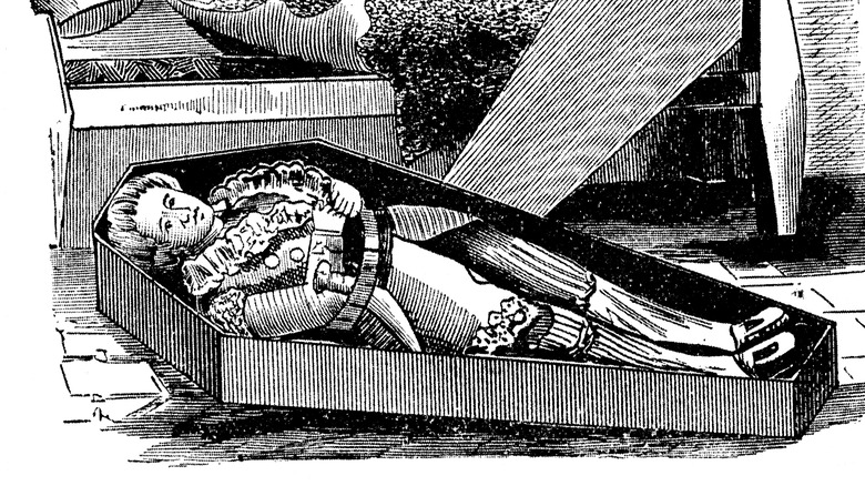 Daniel Boone trying out his casket 